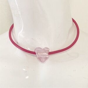 NWT Free People Pink Heart Choker Necklace